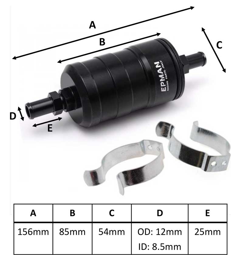 Racing Fuel Filter Dimensions