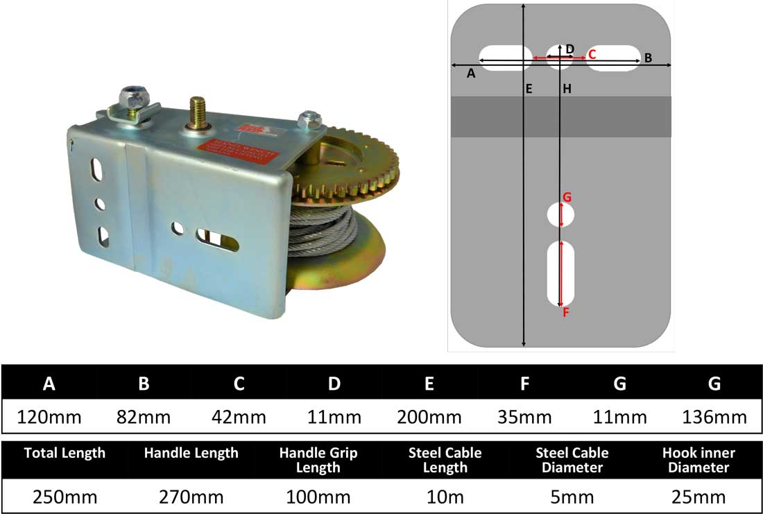 Torin Big Red Winch Size Dimensions Diagram