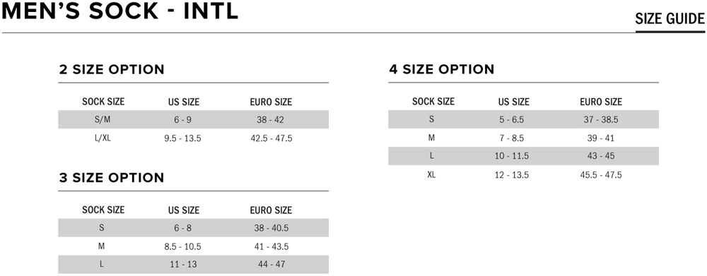 Alpinestars Mens Sock Size Chart