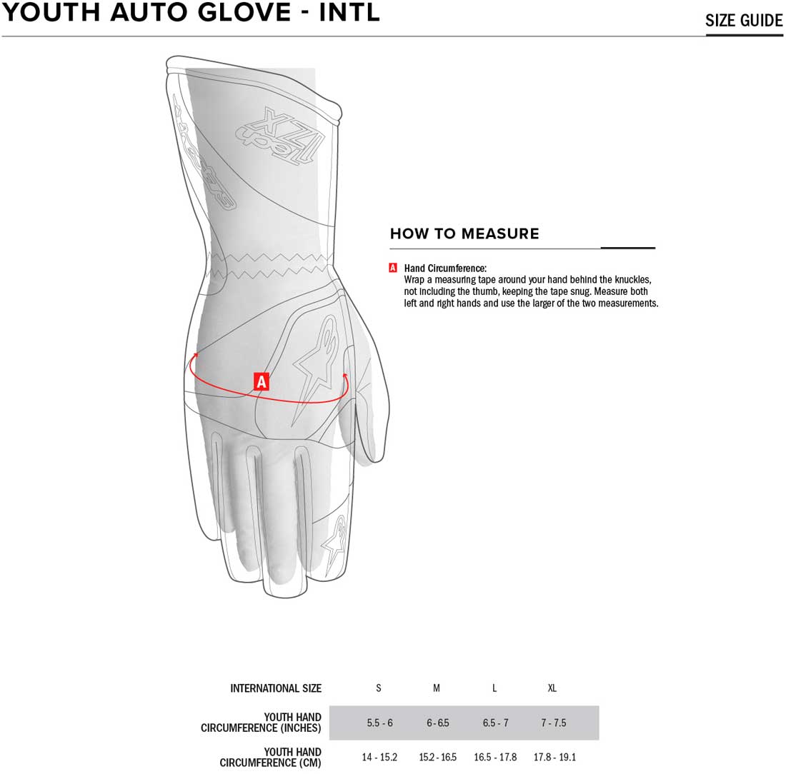 Alpinestars youth glove size image
