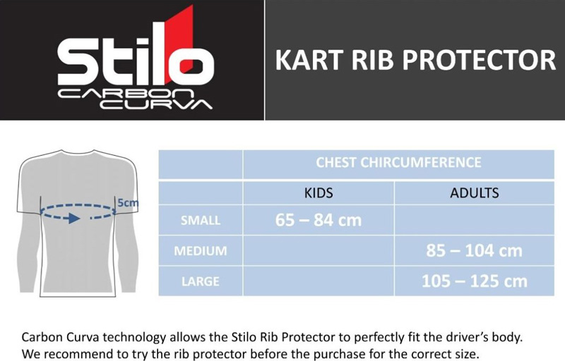 Stilo Kart Rib Protector Size Diagram