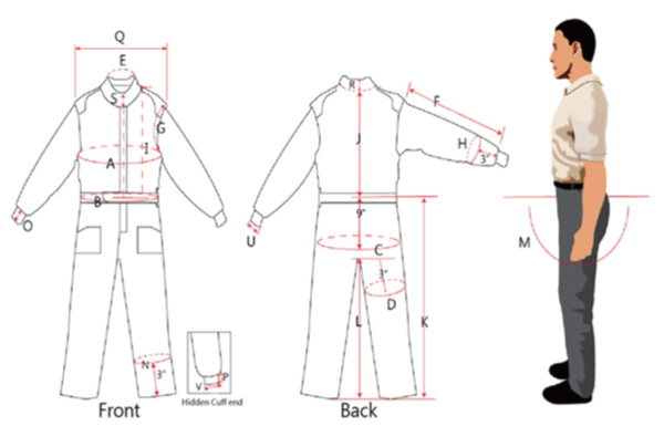 STR Racesuit Size Diagram