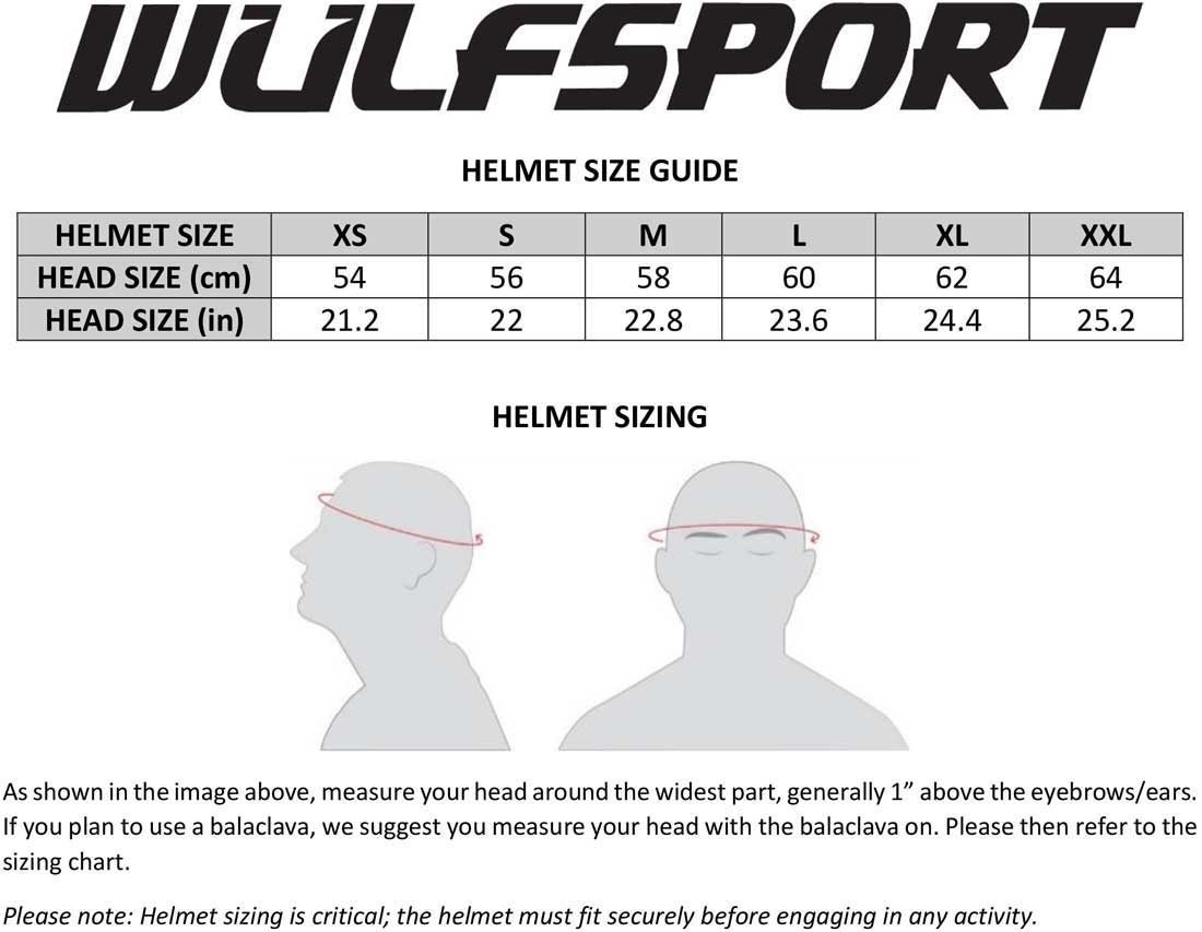 Wulfsport Helmet Size Chart
