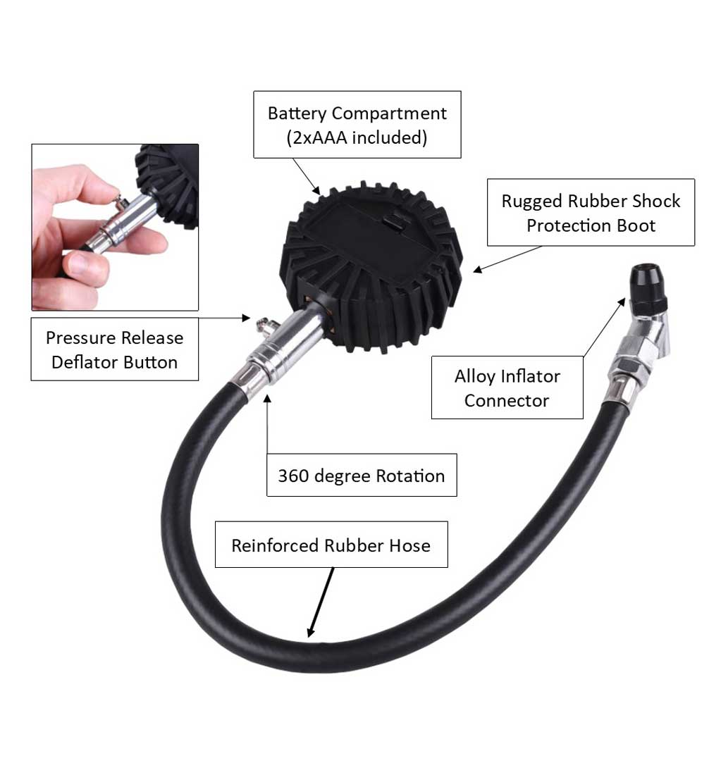 STR Digital Tyre Pressure Gauge -  0-200 PSI