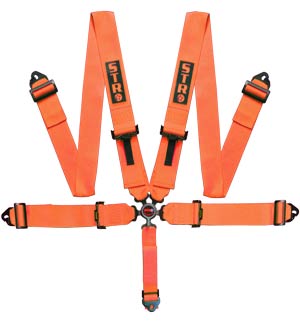 STR 5-Point Camloc Latch Race Harness - Orange Fluo