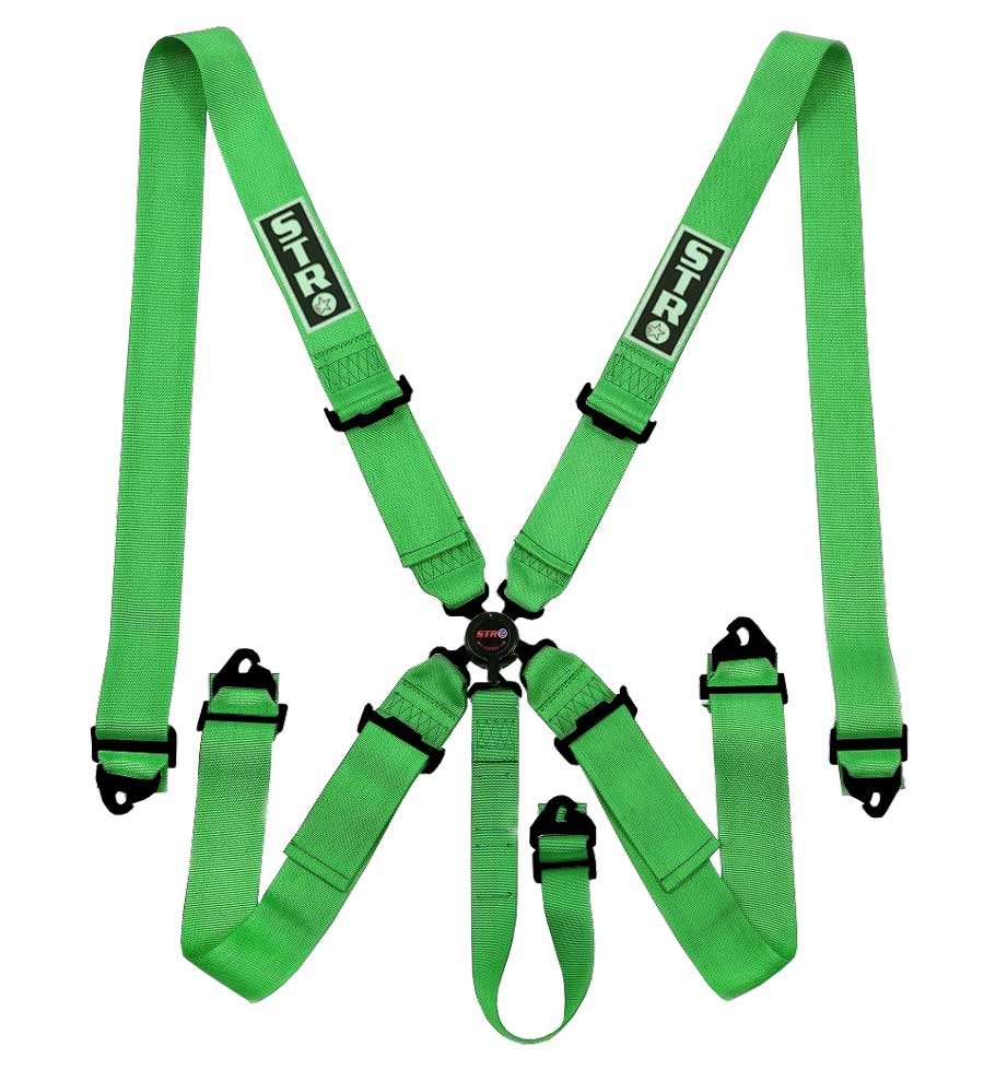 STR 5-Point Aircraft Buckle Race Harness - Green