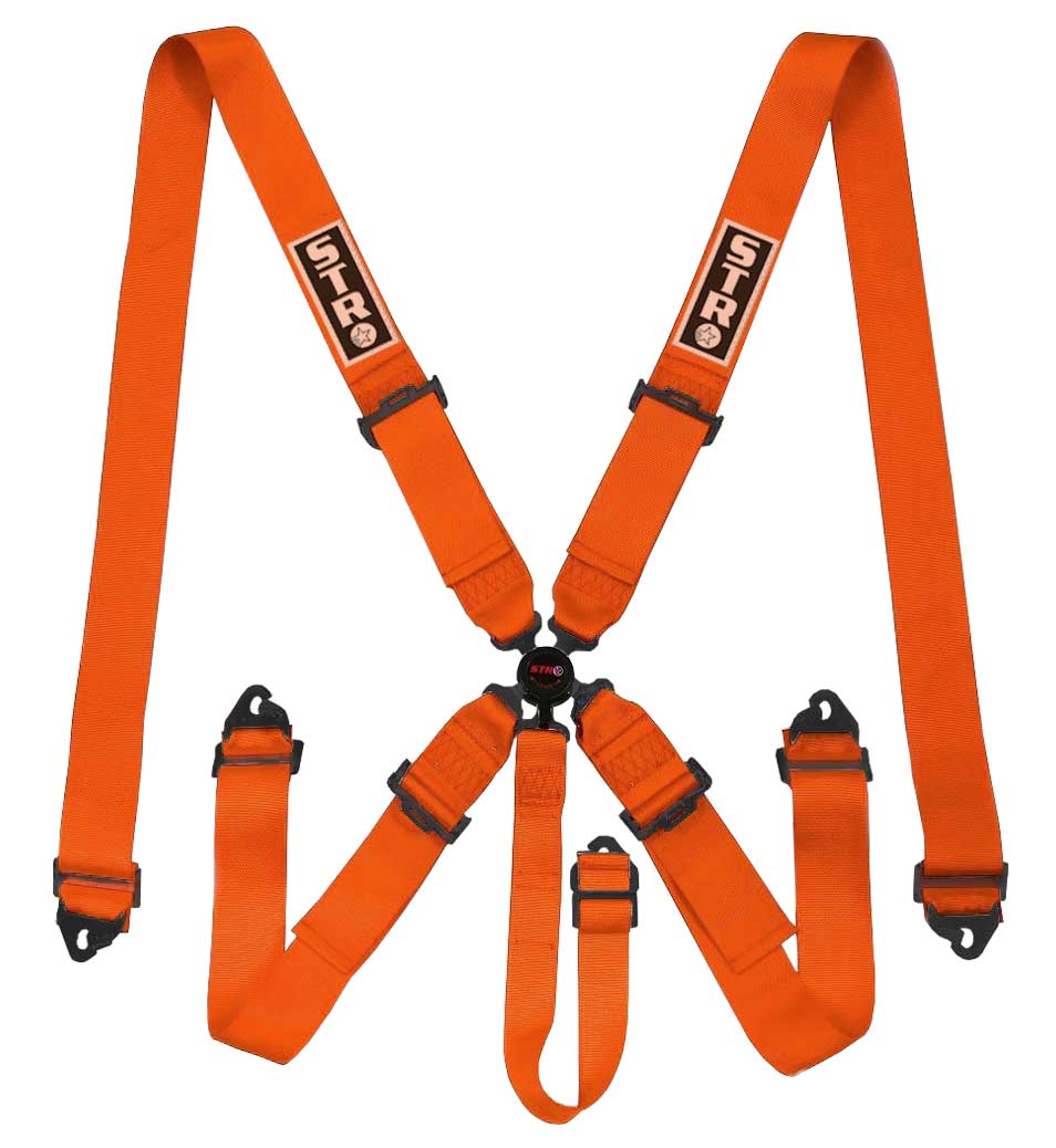 STR 5-Point Aircraft Buckle Race Harness - Orange