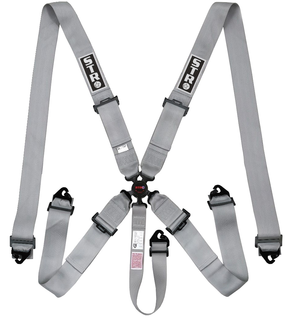 STR 5-Point Aircraft Buckle Race Harness - Silver