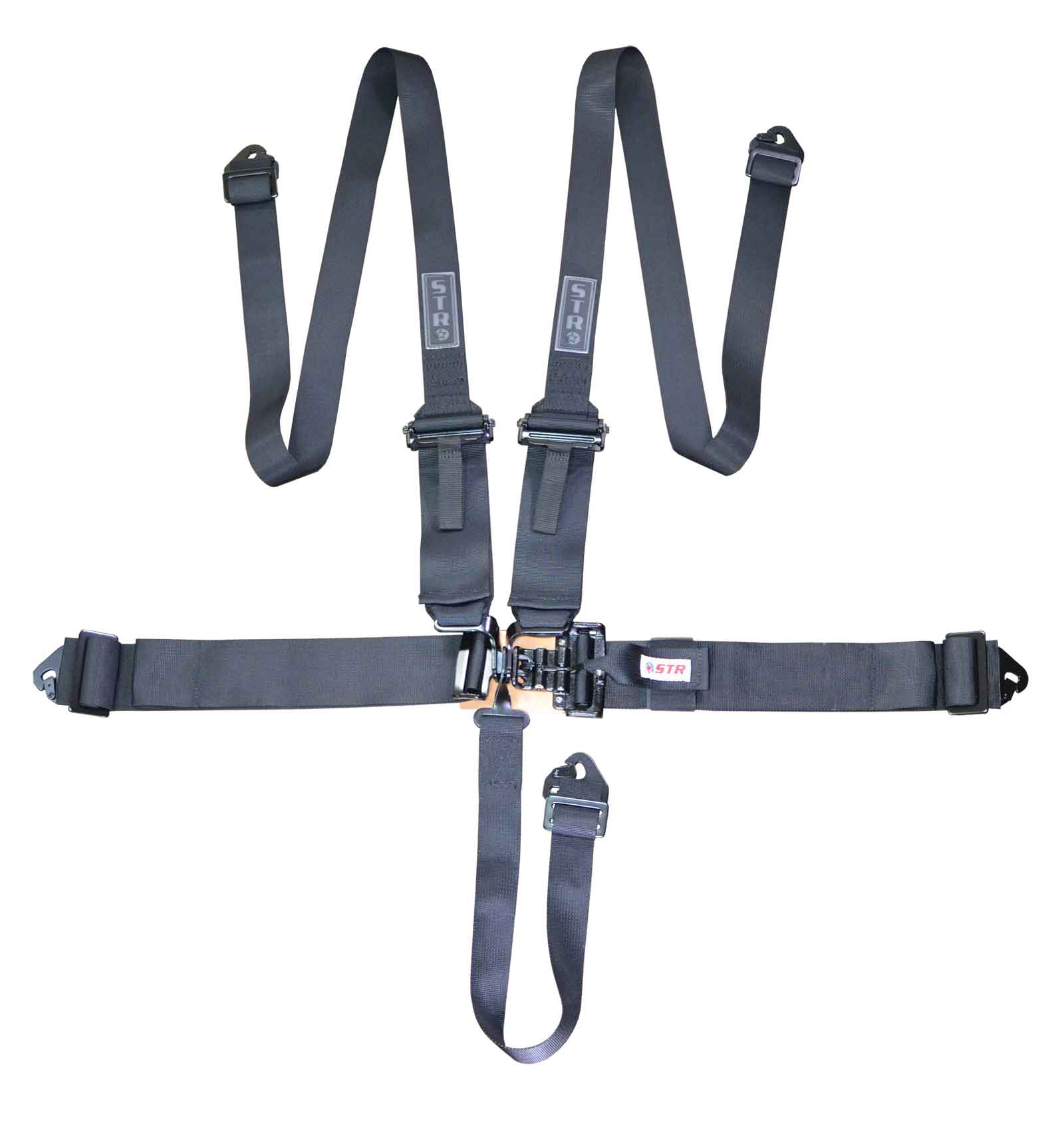 STR 5-Point 3&quot; to 2&quot; NASCAR Latch Lightweight Harness - Black