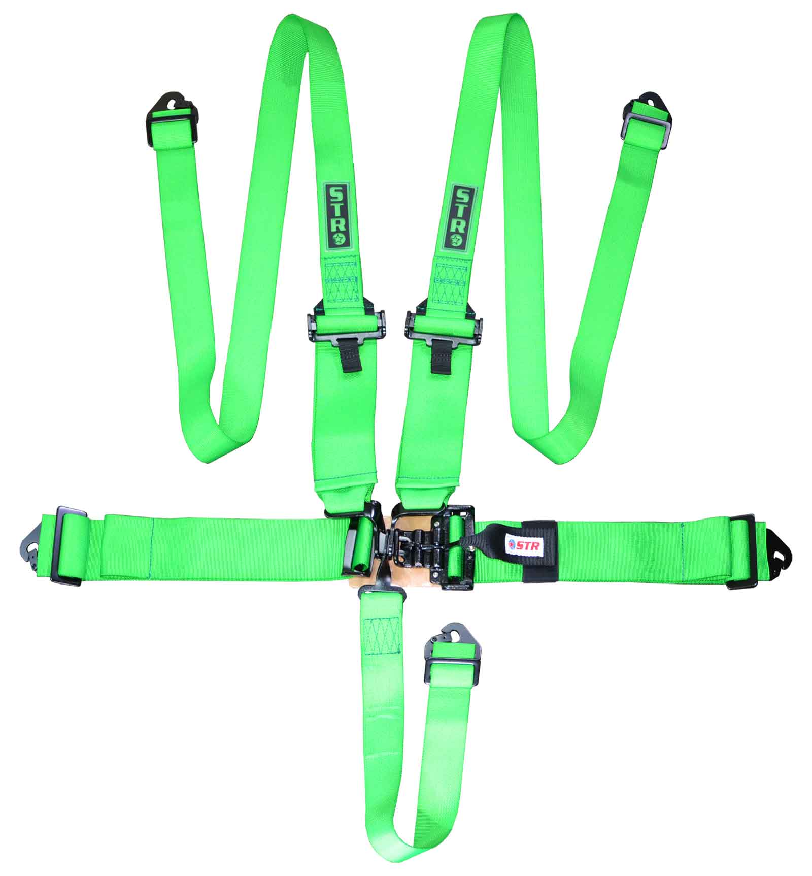STR 5Point 3" to 2" NASCAR Latch Race Harness Green