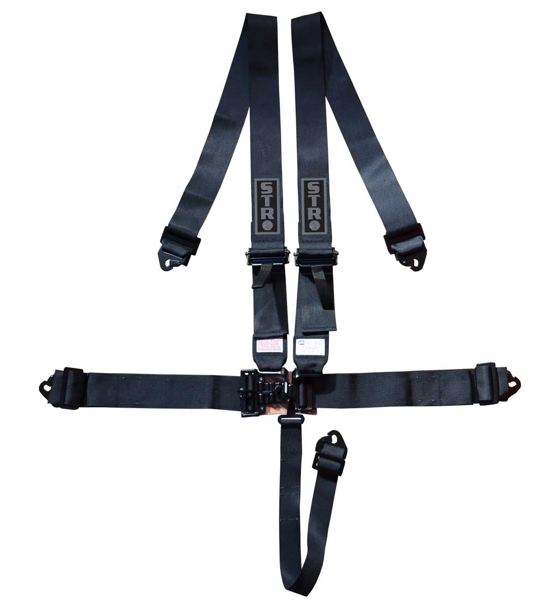 STR 5-Point Lightweight NASCAR Latch Race Harness - Black