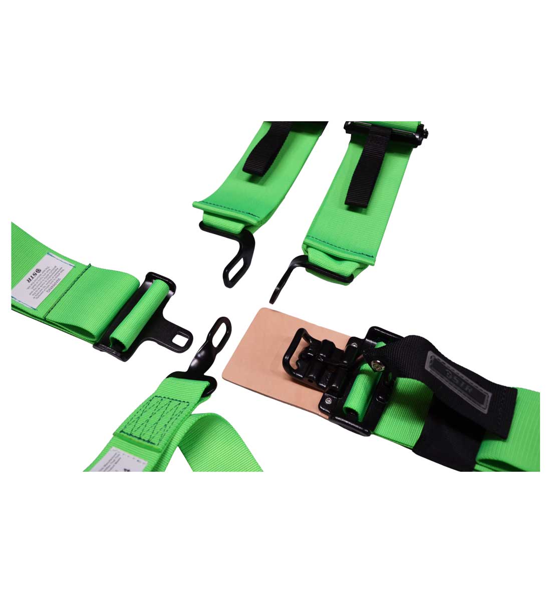 STR 5-Point Lightweight NASCAR Latch Race Harness - Green Fluo