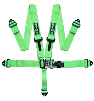 STR 5-Point Lightweight NASCAR Latch Race Harness - Green Fluo