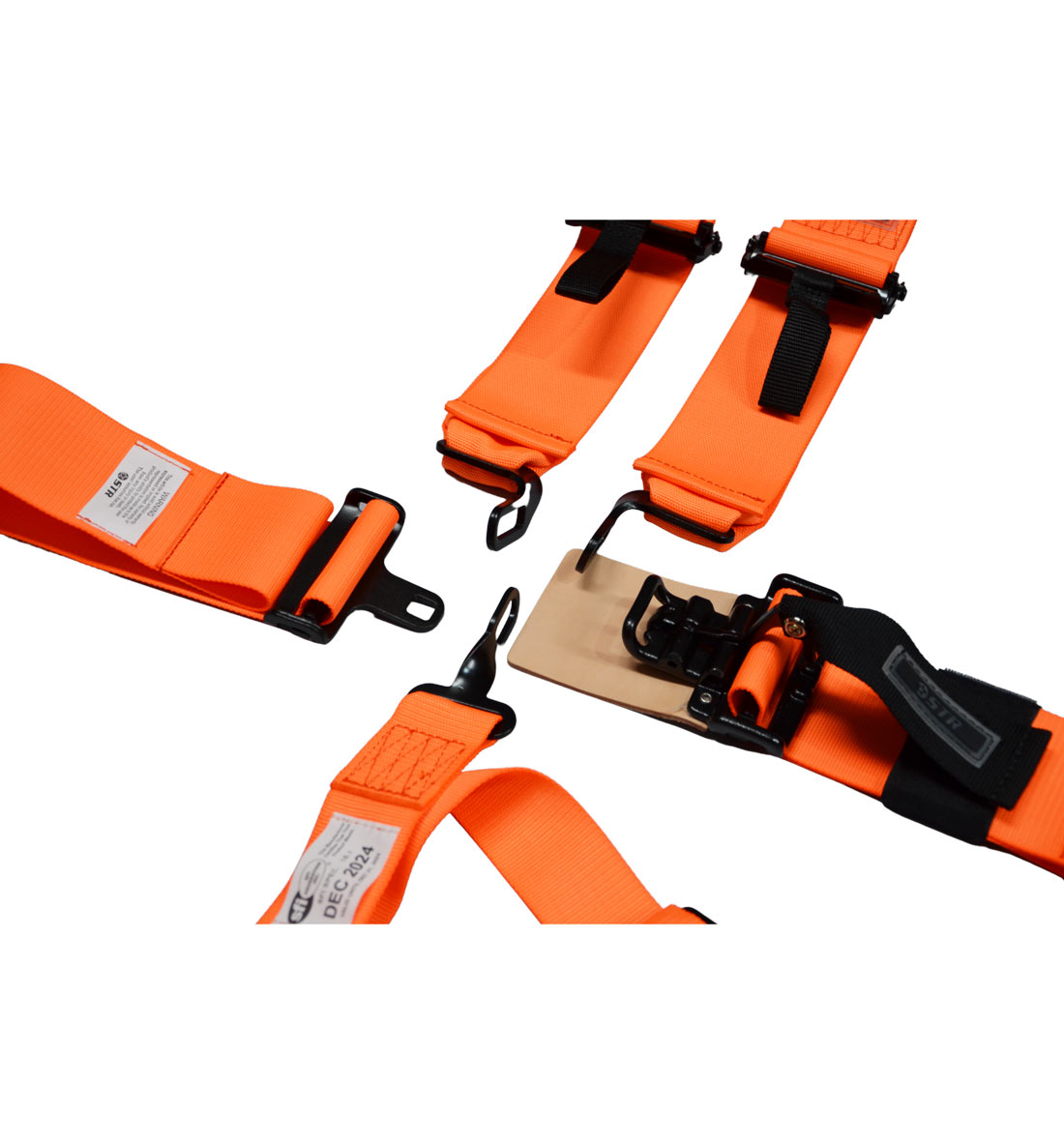 STR 5-Point Lightweight NASCAR Latch Race Harness - Orange Fluo