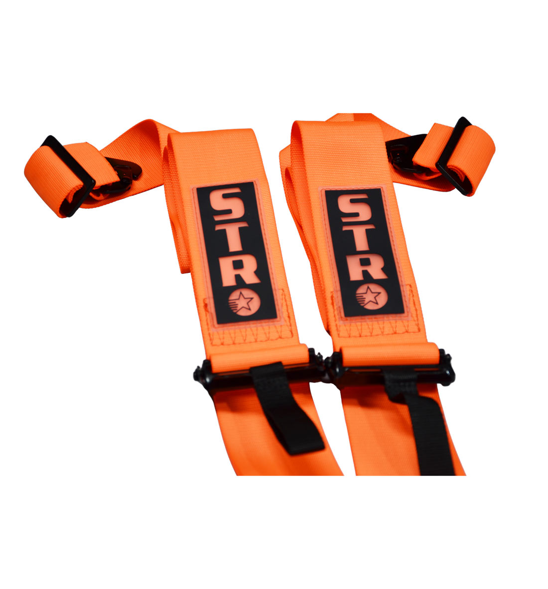 STR 5-Point Lightweight NASCAR Latch Race Harness - Orange Fluo