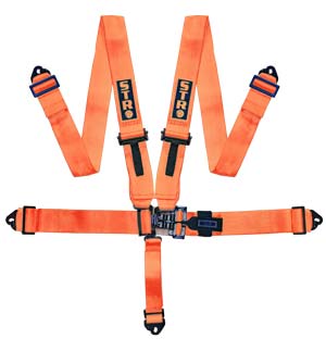 STR 5-Point Lightweight NASCAR Latch Race Harness - Orange Fluo