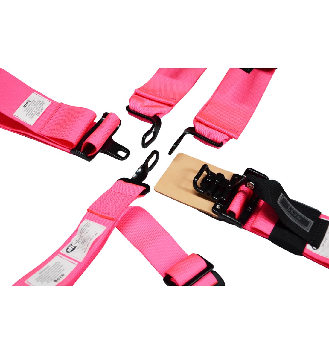 STR 5-Point Lightweight NASCAR Latch Race Harness - Pink Fluo