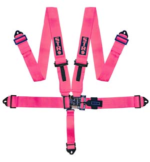 STR 5-Point Lightweight NASCAR Latch Race Harness - Pink Fluo