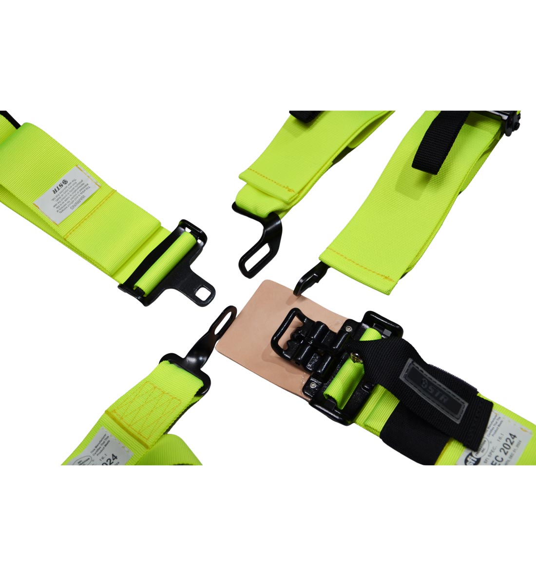 STR 5-Point Lightweight NASCAR Latch Race Harness - Yellow Fluo