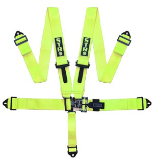 STR 5-Point Lightweight NASCAR Latch Race Harness - Yellow Fluo