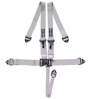 STR 5-Point Lightweight NASCAR Latch Race Harness - Silver