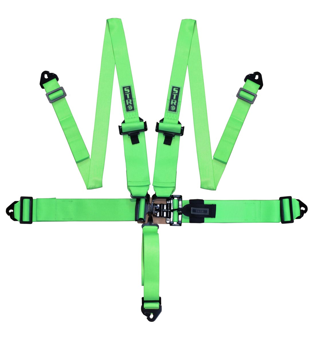 STR 5-Point 3" to 2" NASCAR Latch Race Harness - Green Fluo