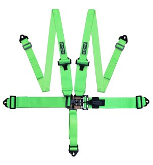 STR 5-Point 3&quot; to 2&quot; NASCAR Latch Race Harness - Green Fluo
