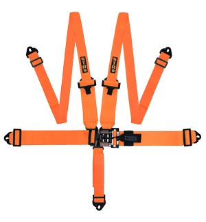 STR 5-Point 3&quot; to 2&quot; NASCAR Latch Race Harness - Orange Fluo