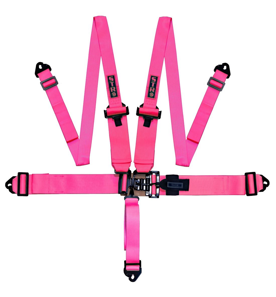 STR 5-Point 3" to 2" NASCAR Latch Race Harness - Pink Fluo