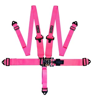 STR 5-Point 3&quot; to 2&quot; NASCAR Latch Race Harness - Pink Fluo