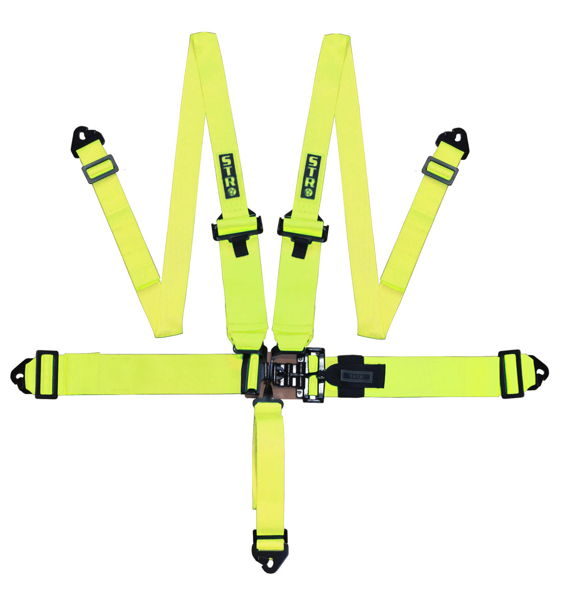 STR 5-Point 3" to 2" NASCAR Latch Race Harness - Yellow Fluo