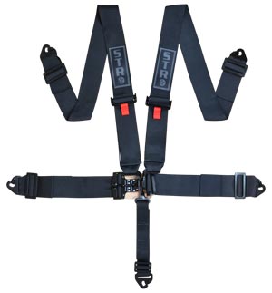 STR 5-Point Lightweight Buckle NASCAR Latch Race Harness - Black