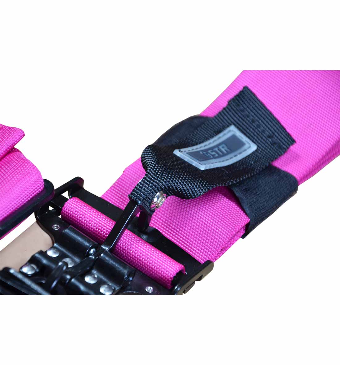 STR 5-Point Lightweight Buckle NASCAR Latch Race Harness - Pink