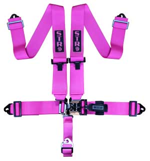 STR 5-Point Lightweight Buckle NASCAR Latch Race Harness - Pink