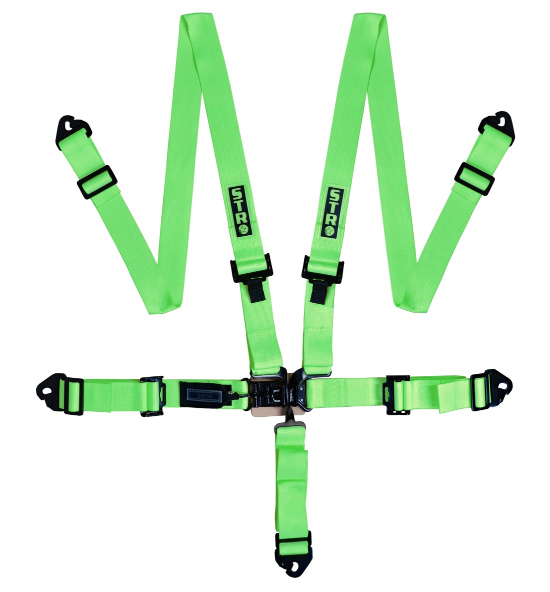 STR Ninja 2" Wide 5-Point Race Harness - Green Fluo