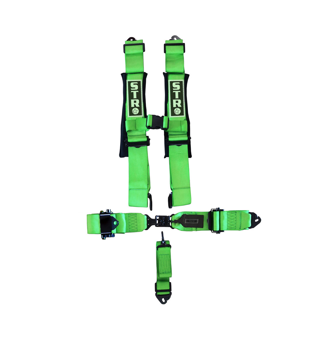 STR 5-Point Ratchet Race Harness - Green Fluo