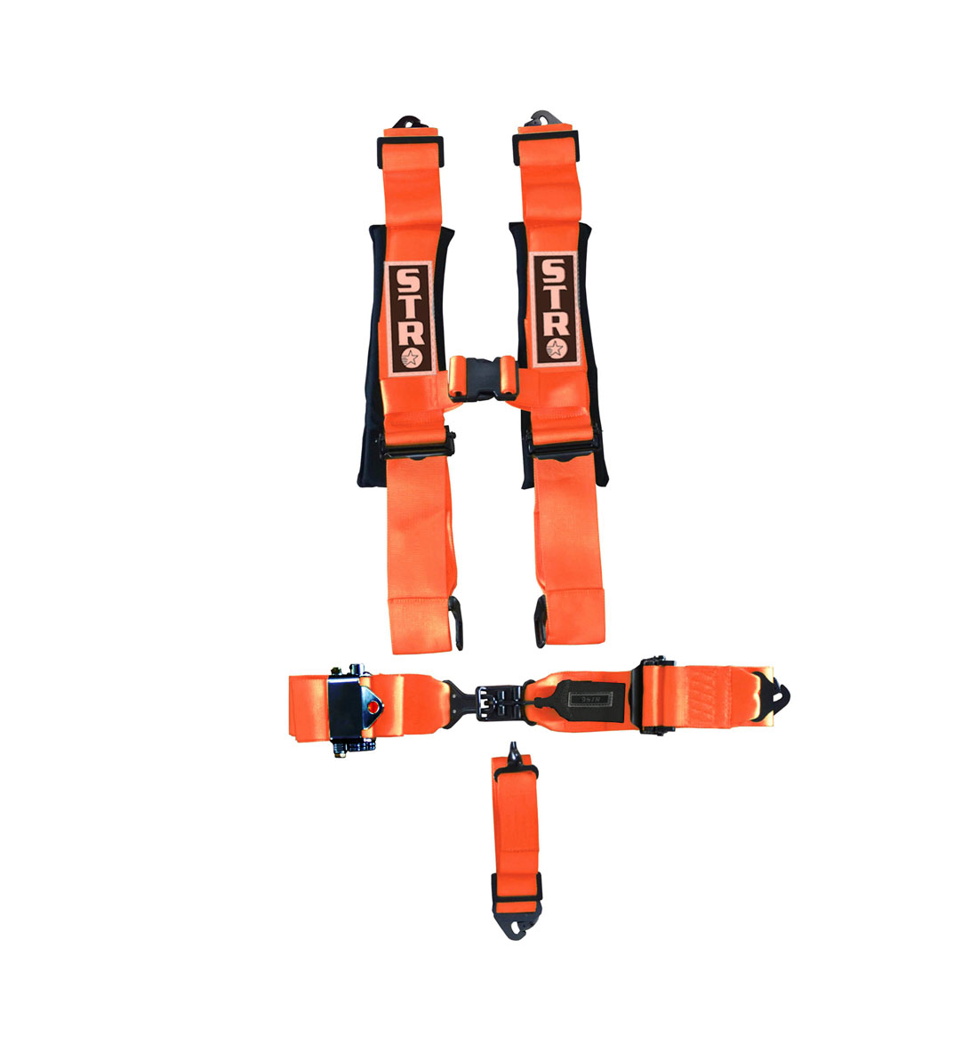 STR 5-Point Ratchet Race Harness - Orange Fluo