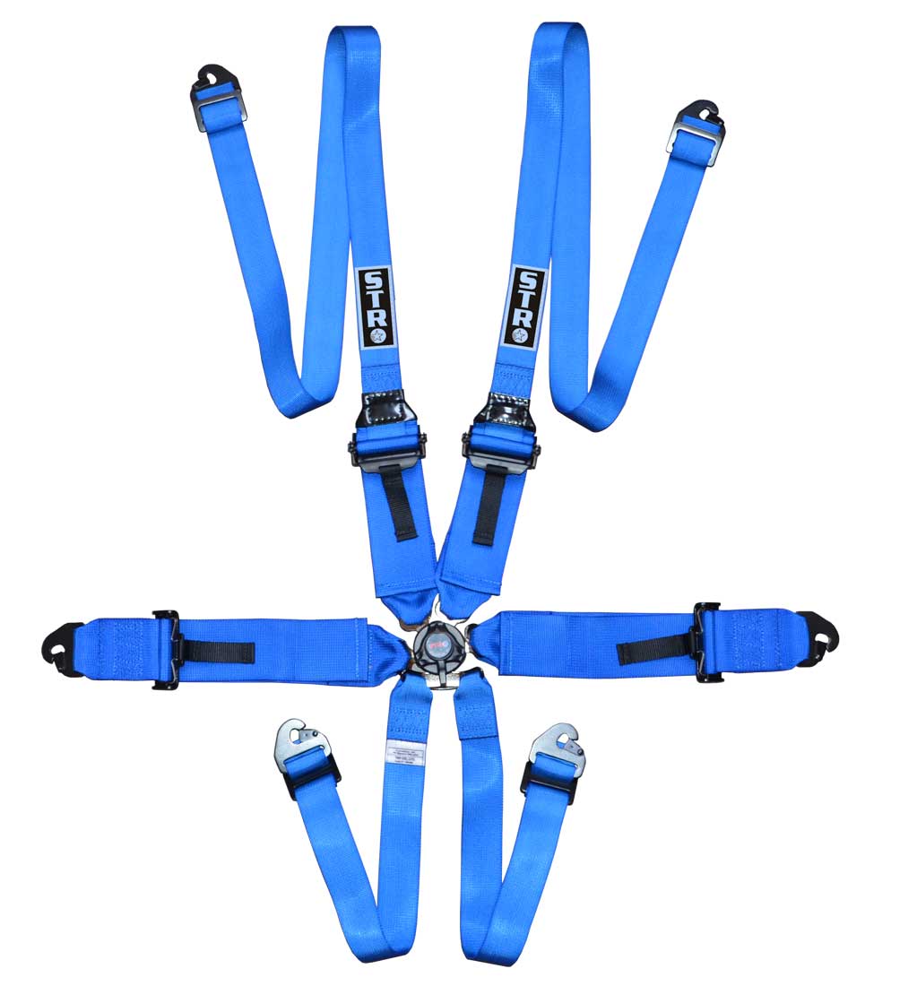 6-Point FHR Race Harness, 3" to 2" Straps (2029) - Blue