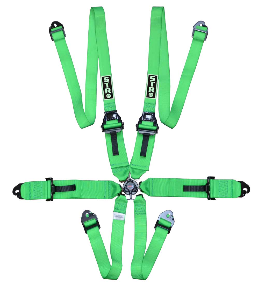 6-Point FHR Race Harness, 3&quot; to 2&quot; Straps (2029) - Green