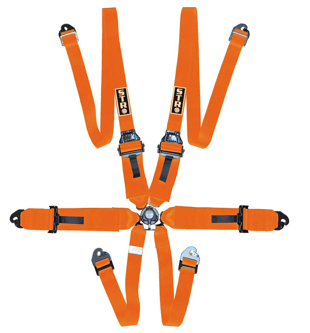 6-Point FHR Race Harness, 3" to 2" Straps (2028) - Orange