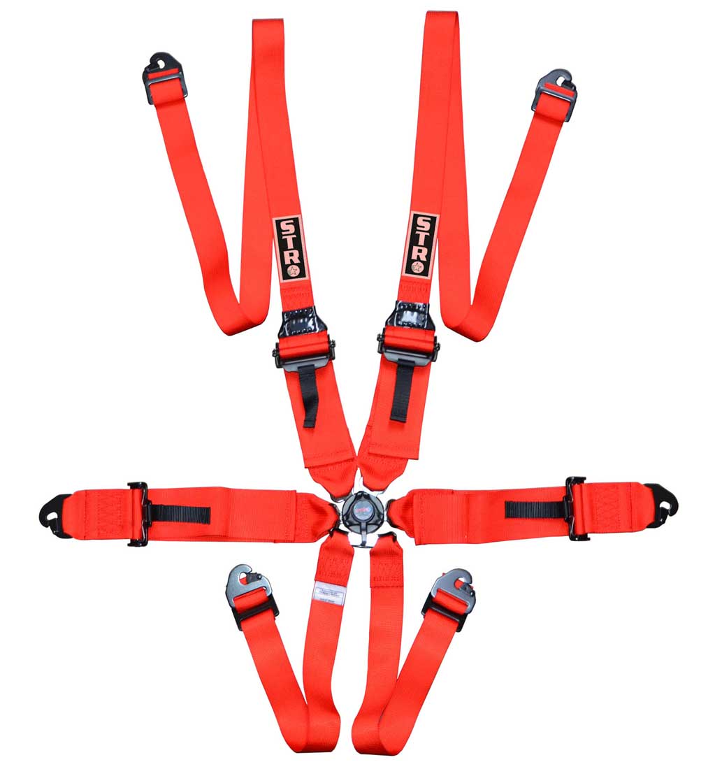 6-Point FHR Race Harness, 3" to 2" Straps (2028) - Red