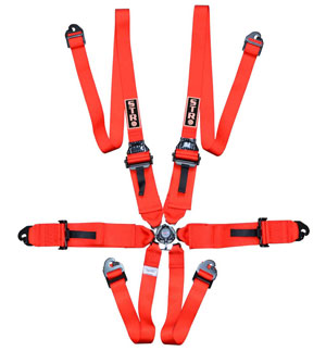 6-Point FHR Race Harness, 3&quot; to 2&quot; Straps (2027) - Red