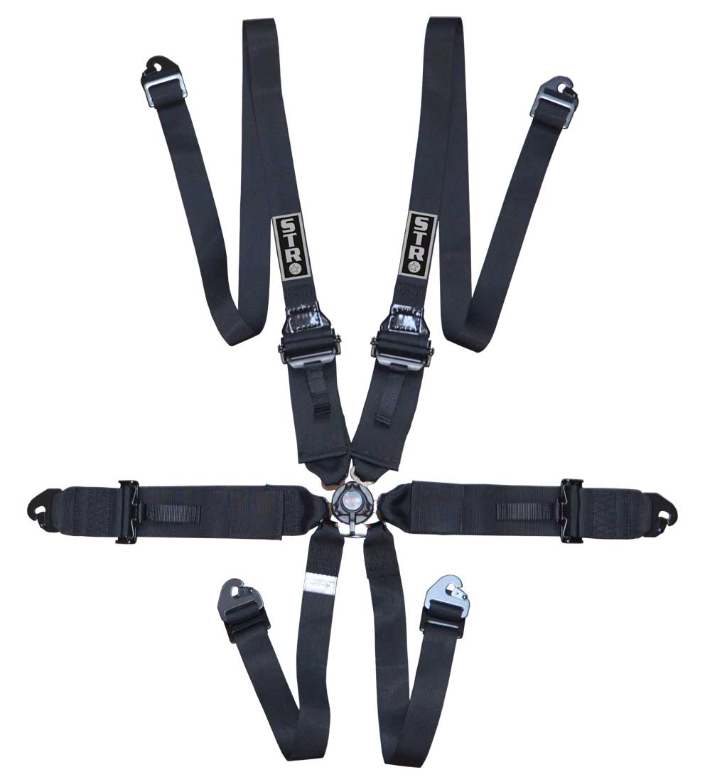 6-Point FHR Race Harness, 3" to 2" Straps (2030) - Black