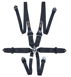 6-Point FHR Race Harness, 3&quot; to 2&quot; Straps (2030) - Black
