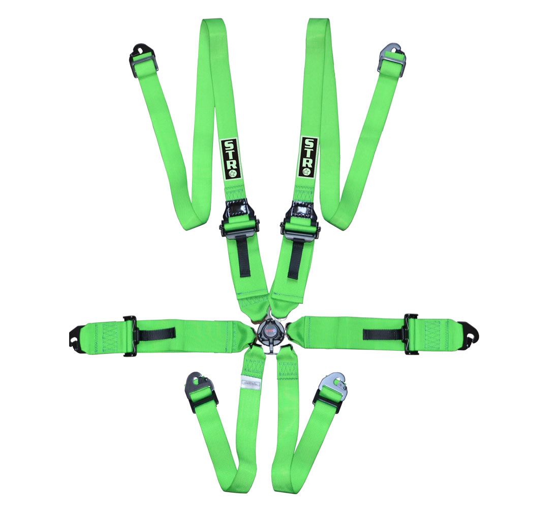 6-Point FHR Race Harness, 3" to 2" Straps (2029) - Green Fluo