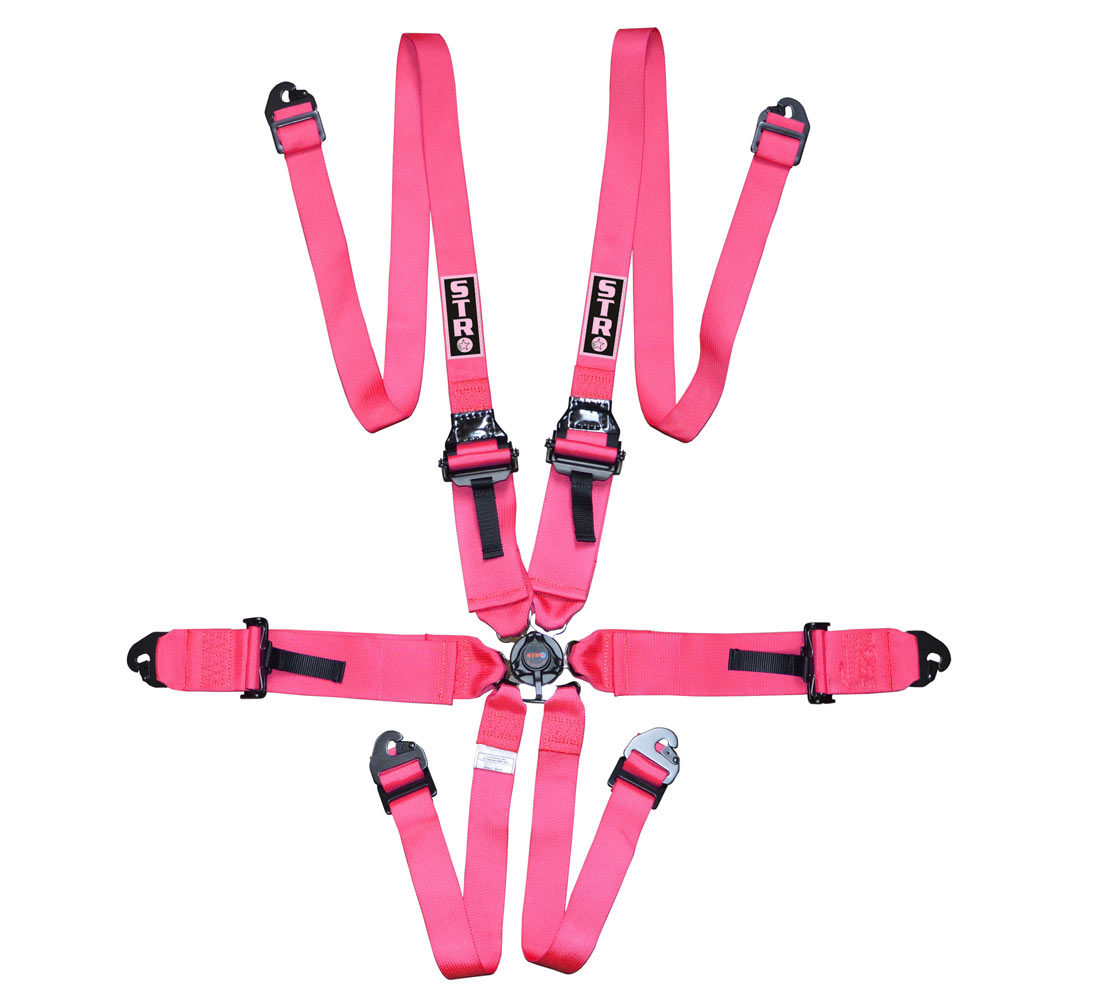 6-Point FHR Race Harness, 3" to 2" Straps (2028) - Pink Fluo