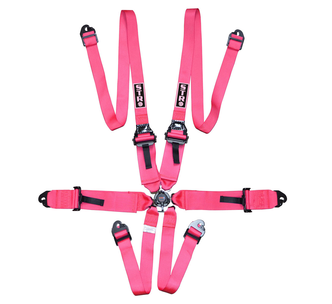 6-Point FHR Race Harness, 3" to 2" Straps (2030) - Pink Fluo