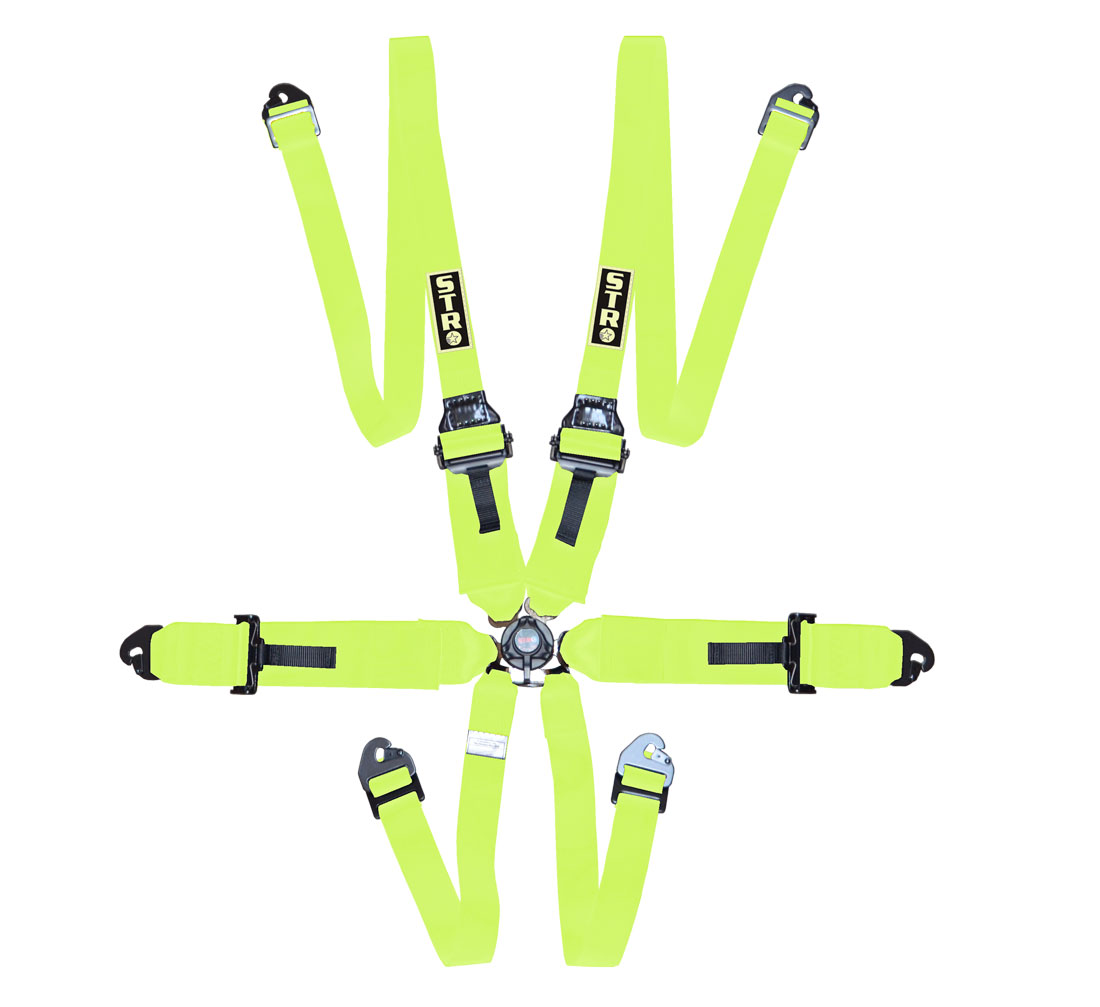 6-Point FHR Race Harness, 3" to 2" Straps (2029) - Yellow Fluo