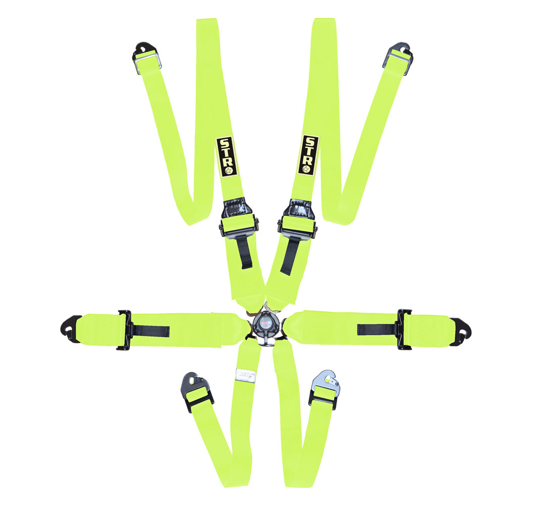 6-Point FHR Race Harness, 3" to 2" Straps (2030) - Yellow Fluo