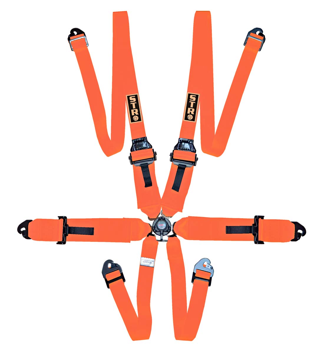 6-Point FHR Race Harness, 3" to 2" Straps (2030) - Orange Fluo